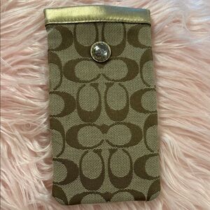 Coach Tan and Gold Signature Glasses Sleeve